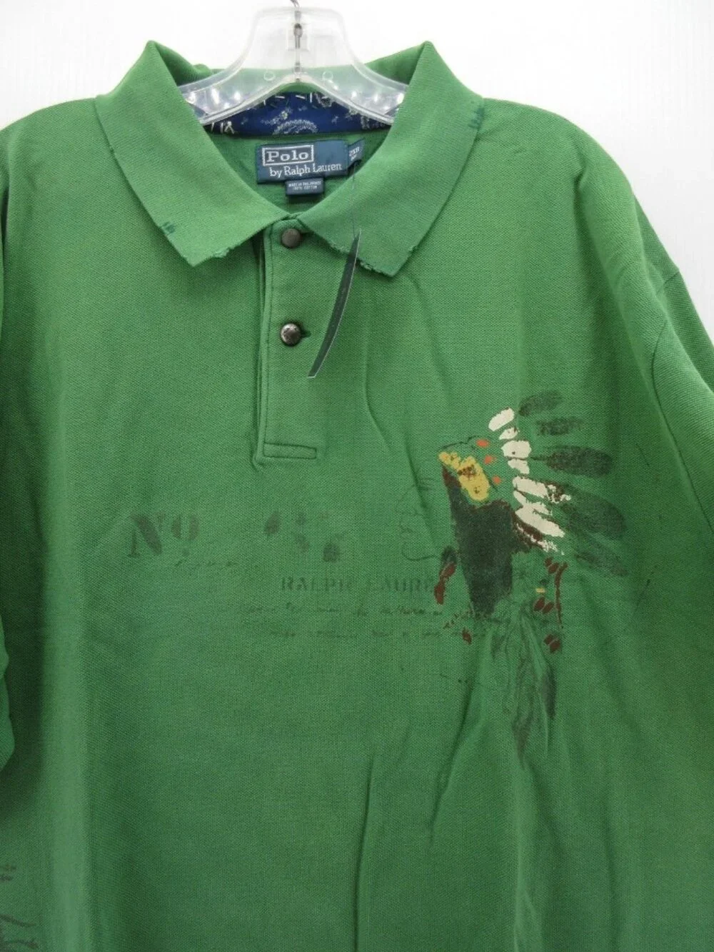 Polo Ralph Lauren Polo Shirt 2XB Big Indian Head Distressed Stencil